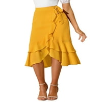 Jedinstvene ponude ženskog rufff šifona, visoki niski asimetrična suknja