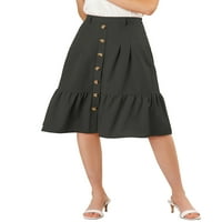 Jedinstvene ponude ženskog gumba s visokim strukom dekor a-line pojasevi ruffle midi suknja