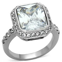 1226 - ženski prsten od poliranog nehrđajućeg čelika s prozirnim kubičnim cirkonijem razreda - veličina 8