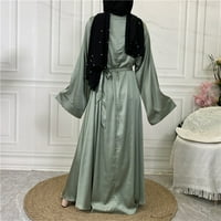 Muslimanske žene Maksi haljina Pune boje Saten hidžab haljina ljetna moda Dubai