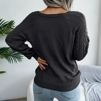 Modni jesenski preveliki džemper za žene, pulover s dugim rukavima, pleteni džemper, Gornji dijelovi, crni, donji