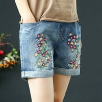 Ženske traper hlače s cvjetnim vezom ravna ulična odjeća s džepovima ljetna Moda Casual Traper Hlače