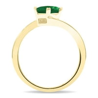 Ženski prsten od smaragdnog vala kvadratnog oblika od 10k žutog zlata