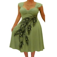 FunFash plus veličina žena Slimming maslinasto zelena paunova koktel haljina napravljena u SAD -u