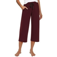 Očišćenja teretnih hlača Žene crtanje labave ležerne hlače Capri joga široka noga vino xxl