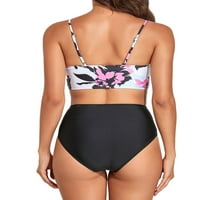 Skearow Žene Swimwear Swimmy Control Bikini kupaći kostim s donjim retro dva kupaćeg kostičnog odijela visoki
