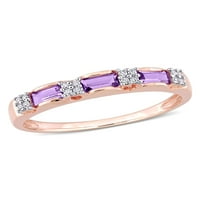 Jubilarni prsten od 10k ružičastog zlata s ametistom i dijamantom u karatima