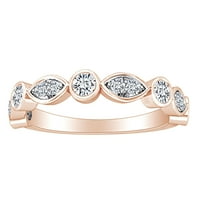Zaručnički prsten s okruglim bijelim prirodnim dijamantom u stilu markize od punog ružičastog zlata 14k, veličina