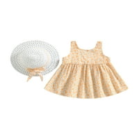 Bagilaanoe mališani za bebe djevojčice Ljetna haljina cvjetni print bez rukava a-line haljine + sunčani šešir