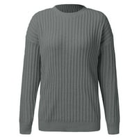 Ženski džemperi padaju i zimska udobnost moda okrugli vrat Čvrsta boja dugih rukava pleteni džemperi