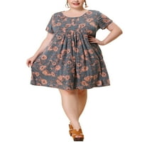 Jedinstvene ponude ženske plus veličine odjeće tropske cvjetne haljine s kratkim rukavima