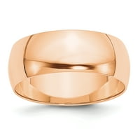 Primarno zlato, karatno ružičasto zlato, lagani polukružni Prsten, Veličina 10