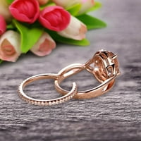 Art Deco zaručnički prsten od Morganita ovalnog reza od 1 karata, vjenčani set od ružičastog zlata od 10 karata,