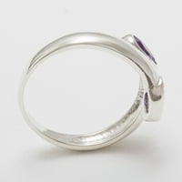 Ženski prsten od sterling srebra britanske proizvodnje s prirodnim ametistom - opcije veličine-veličina 5,5