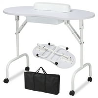 Sklopivi stol za manikuru s naslonom za zapešće klijenta i torbicom za nošenje u bijeloj boji