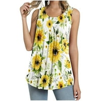 Vrhovi bez rukava za žene Women's Ljetni ležerni ležerni bluza bluza vrhovi cvjetna tiskana majica prsluka za