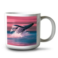 keramička šalica za fl oz, Zalazak sunca grbavog kita, sigurna u perilici posuđa i mikrovalnoj pećnici