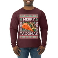 Wild Bobby, veseli tacomas odmor taco ljubavnik ružni božićni džemper majica dugih rukava, maroon, xx-veliki