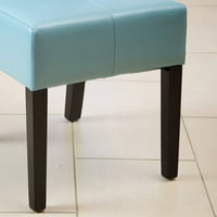 Blagovaonske stolice od prave kože, set od 2, Tirkizno plava