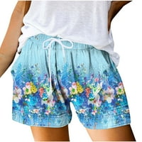 Ženske casual kratke hlače udobne elastične struke džepni džep ljetne kratke hlače Ladies Beach labavi cvjetni