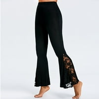 Ženske gamastice izvisnute čipke zvonaste dno rastezljivog visokog struka na treningu joge casual ljetne hlače