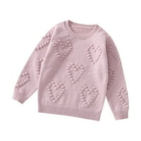 Pleteni džemper za djevojčice s uzorkom srca ležerni topli puloveri dugih rukava jesenska pletiva
