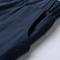 Muške Capri hlače-ljetne modne rastezljive jednobojne široke Ležerne hlače u tamnoplavoj boji