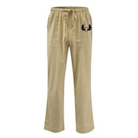 Teretne hlače za muškarce, muške obične Ležerne hlače s elastičnim pojasom i džepom od pamuka i lana, grijane