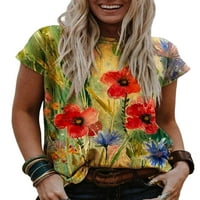 Ženske ljetne plaže vrhovi košulje kratki rukavi okrugli vrat tunike košulje slobodno vrijeme radi dnevne odjeće