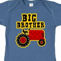 Dječački bodi kao poklon starijeg brata sa svijetlim crvenim traktorom