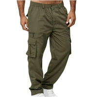 Muškarci teretne hlače solidne povremene višestruke džepove vanjske fitnes hlače s fitnes hlače Rade hlače za