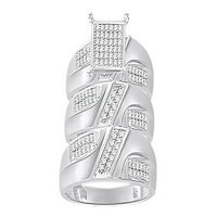 Bijeli prirodni dijamantski angažman i vjenčani trio prsten postavljen u 14K bijelo zlato pozlaćeno srebro, veličinu