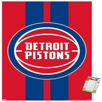 Detroit Pistons - plakat s logotipom na zidu, 22.375 34