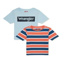 Wrangler Boys grafičke i prugaste majice s kratkim rukavima, 2-pak, veličine 4- & Husky