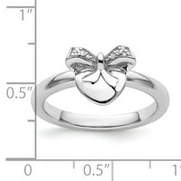 Dijamantni prsten u obliku srca od čistog srebra i mašne