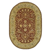 Starinski vuneni tepih u tradicionalnom cvjetnom uzorku, hrđa, 7'6 9'6 ovalni