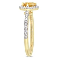 Miabella ženska karat ovalna reza T.G.W. Citrine Carat T.W. Dijamant 10KT ružičasti zlatni halo prsten