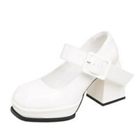 ; sandale za bazen modne Ležerne kožne cipele s kopčom na visoku petu ženske Ležerne cipele bez leđa bijele 9