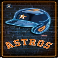 Houston Astros-neonski plakat na zidu s kacigom, 22.375 34