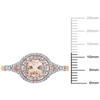 14-karatni dvostruki Halo prsten od ružičastog zlata s Morganitom br. N. E. i dijamantom br. n. e. u karatima