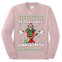 Divlji Bobbi Mir Ljubav Božić ružni Božićni džemper Muška košulja dugih rukava svijetlo ružičasta mala