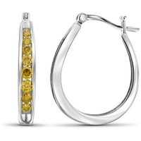 Naušnice s obručem od srebra od žutog dijamanta u karatu
