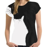Košulje za žene stabilna odjeća ženska moda 3d mačka print casual majica Ljetna kratka rukava majice crne xl