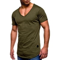Košulja plus veličina V vrat kratke rukave Čvrsta boja ljetna muških bluza za muškarce za muškarce