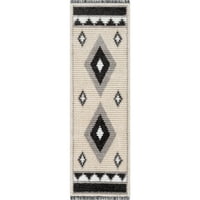 Dobro tkani dijamantni uzorak plemena Maja una u sivoj boji 2'3 7'3 prostirka s teksturiranom hrpom;