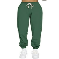 Zodanni dame hlače visoki struj s visokim strukom Čvrsta boja runa hlače toplo dno zimske harem hlače zeleno m