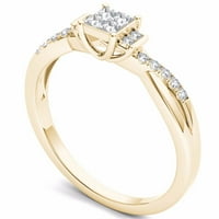 Zaručnički prsten od žutog zlata od 10 karata s dijamantom u obliku križa u obliku križa