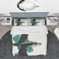 DesignArt 'Geometric Black and Teal IV' Geometric Duvet Cover Set