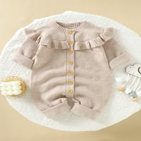 Puloner za novorođenče djevojčice Romper ruffles dugi rukavi pleteni kombinezon dojenčeta jesena zimska odjeća