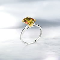 Kralj dragulja 1. Srebrni prsten s mističnim topazom Mango Karat sa zupcima od žutog zlata od 10 karata
